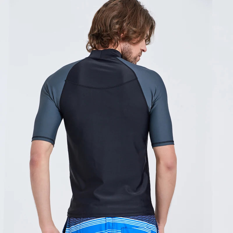 SBART-Surf Rash Guards Top for Men, Lycra Short Sleeve, UPF50 +, Quick Dry Surf-Clothes, Man Swim Kitesurf, Windsurf Dive T-Shir