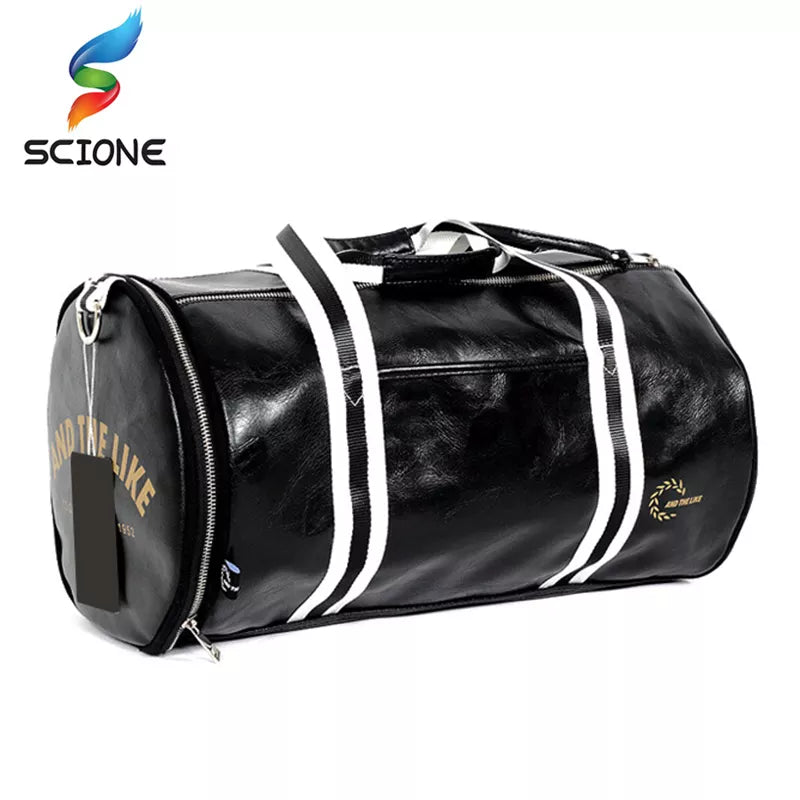 Top ao ar livre couro do plutônio esportes ginásio sacos de viagem clássico bolsa de treinamento de fitness sacos de ombro com sapatos independentes bolso