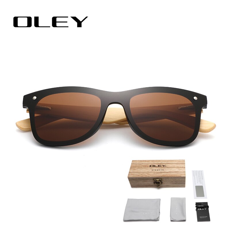 OLEY Natural Bamboo wood Sunglasses Men Polarized Fashion Glasses Original Bamboo Oculos de sol masculino Support custom logo