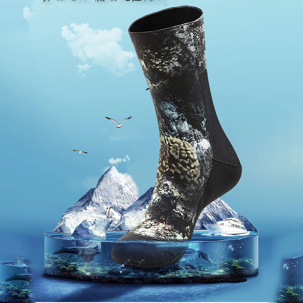 Diving Socks 5mm/3mm CR neoprene diving socks diving socks Camouflage beach socks Swimming socks keep warm for scuba diving