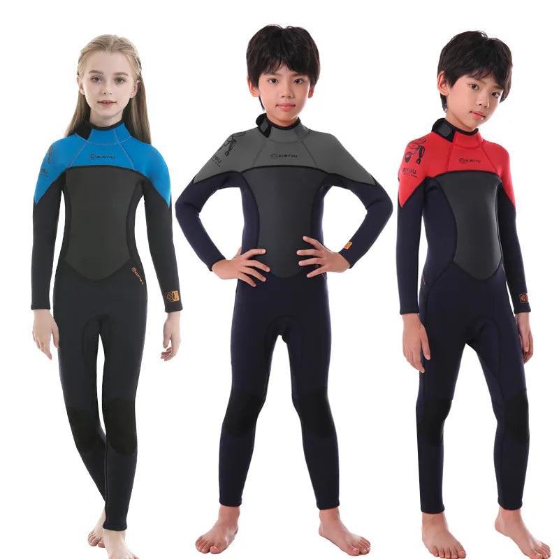 Meninas grosso maiô meninos neoprene surf wetsuit 2.5mm subaquático livre mergulho terno medusa roupa de banho crianças conjunto