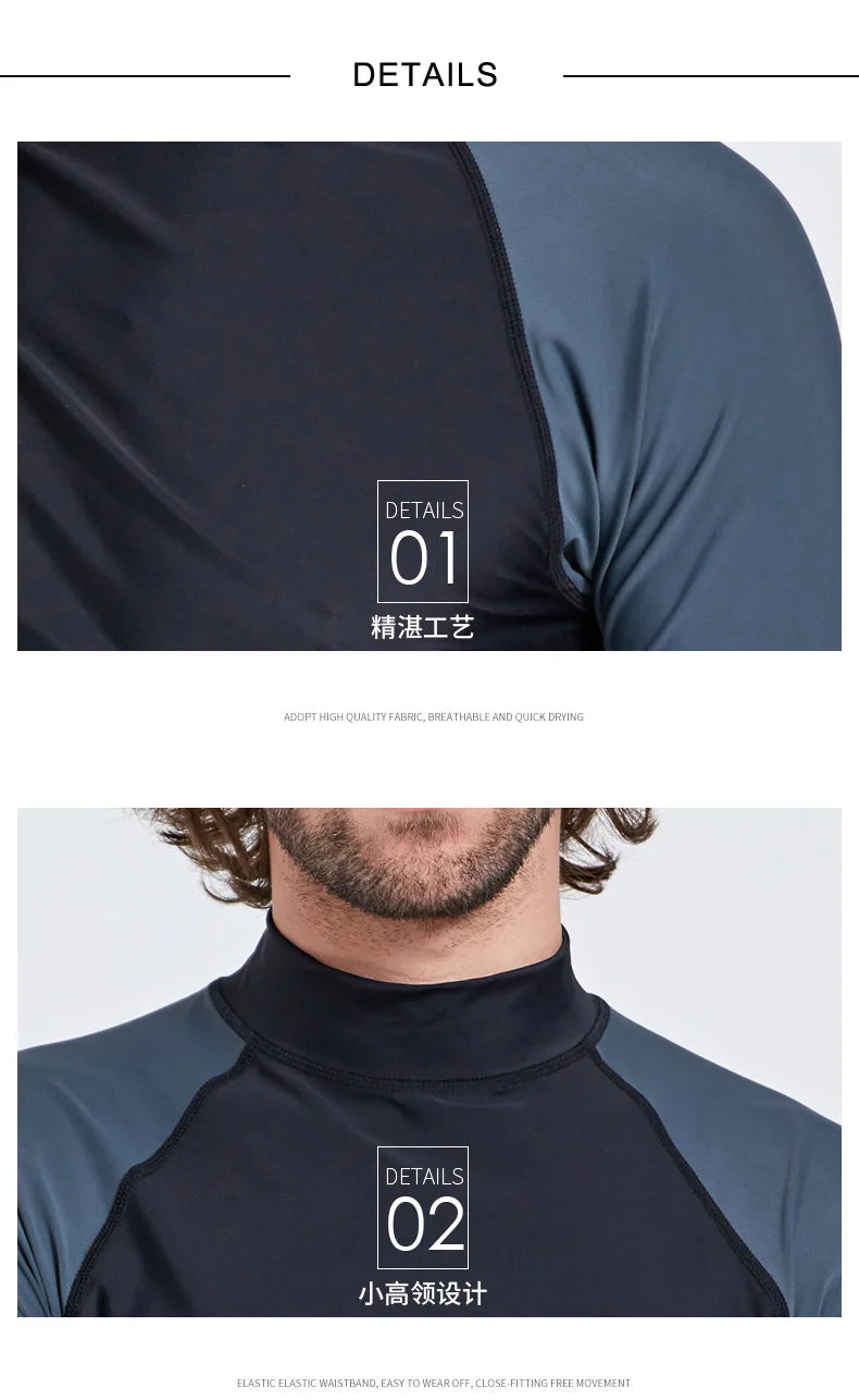 SBART-Surf Rash Guards Top for Men, Lycra Short Sleeve, UPF50 +, Quick Dry Surf-Clothes, Man Swim Kitesurf, Windsurf Dive T-Shir