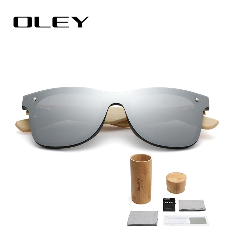 OLEY Natural Bamboo wood Sunglasses Men Polarized Fashion Glasses Original Bamboo Oculos de sol masculino Support custom logo