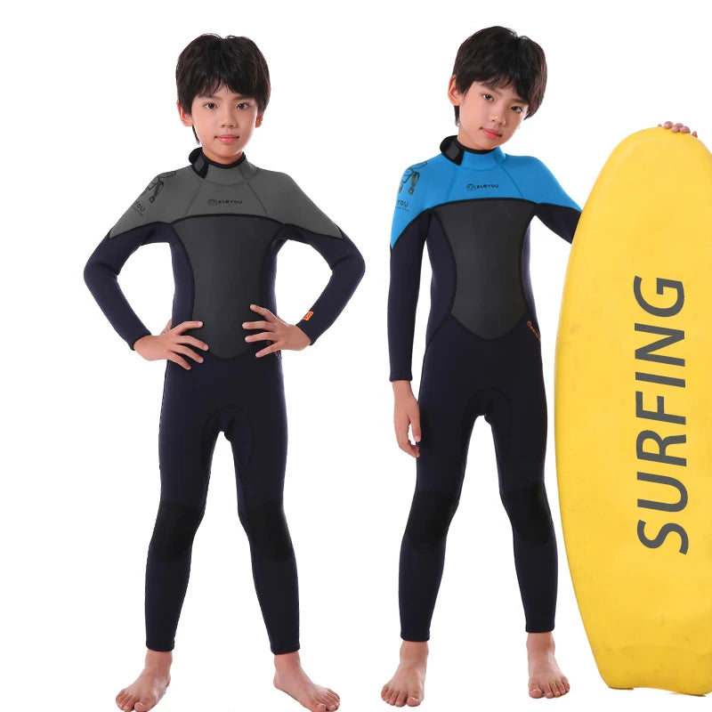 Girls Thick Swimsuit Boys Neoprene Surf Wetsuit 2.5mm Underwater Free Diving Suit Jellyfish Scuba Swimwear Children Bathing Set