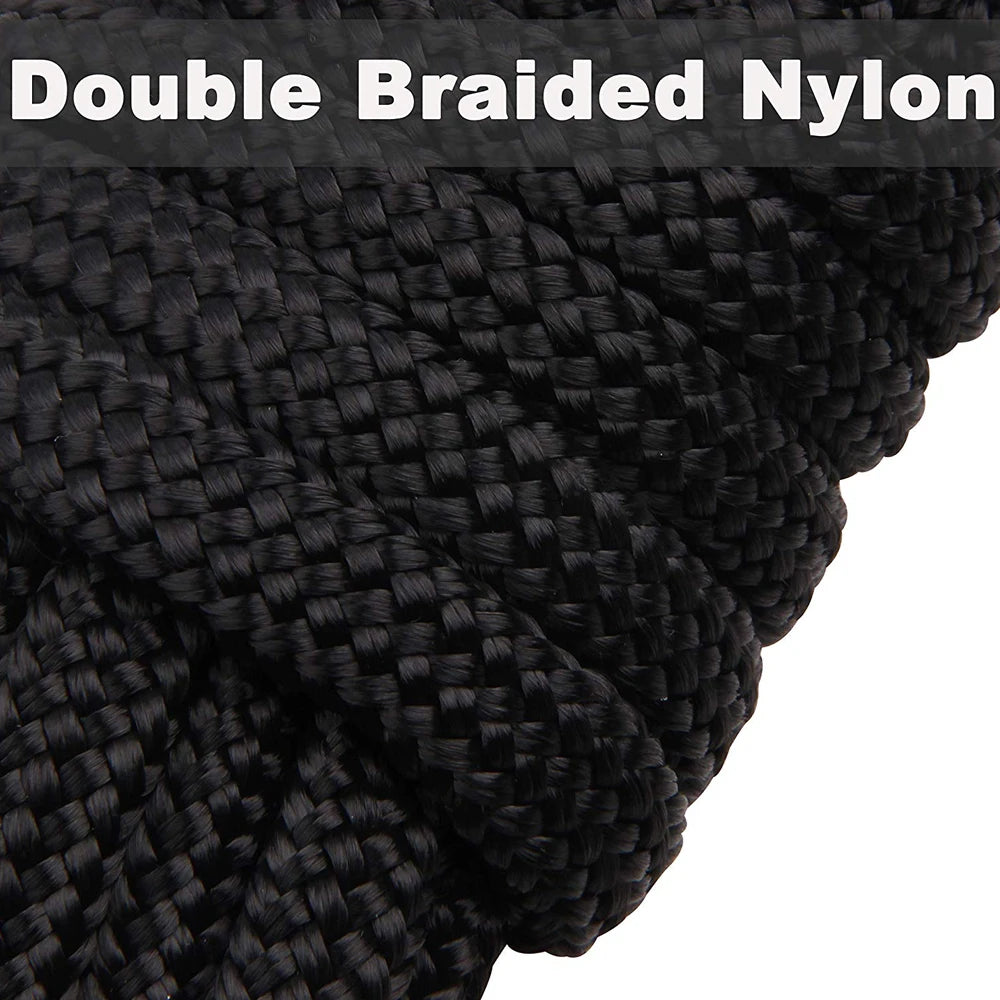 Linha de doca de barco dupla trançada de nylon preto linha de amarração corda de âncora ultra forte linhas de doca 16,5 pés 25 pés 50 pés
