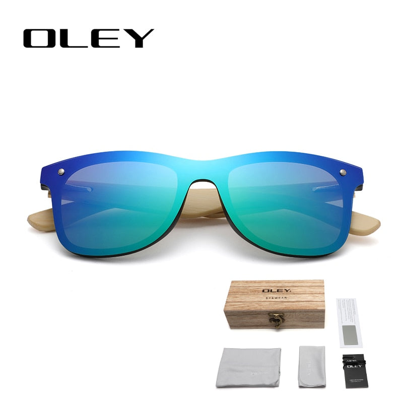 OLEY Natural Bamboo wood Sunglasses Men Polarized Fashion Glasses Original Bamboo Oculos de sol masculino Support custom logo