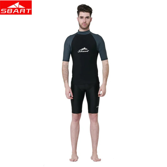 Sbart masculino lycra surf ternos molhados jaqueta de manga curta anti-uv secagem rápida surf-roupas homem natação windsurf mergulho ternos molhados camisa
