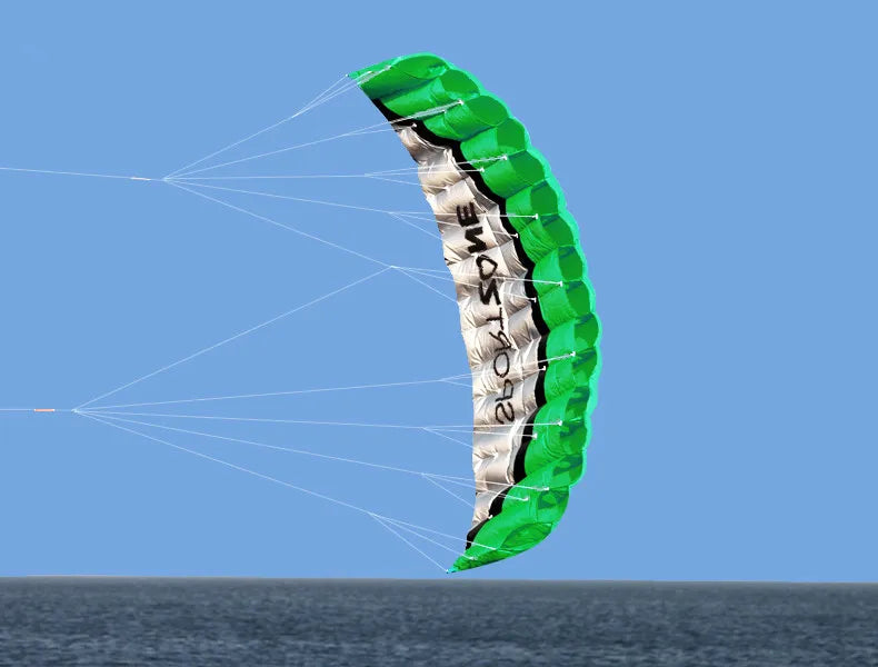 New  High Quality  2.5m Green Dual Line Parafoil Kite  WithFlying ToolsPower Braid Sailing Kitesurf Rainbow Sports Beach