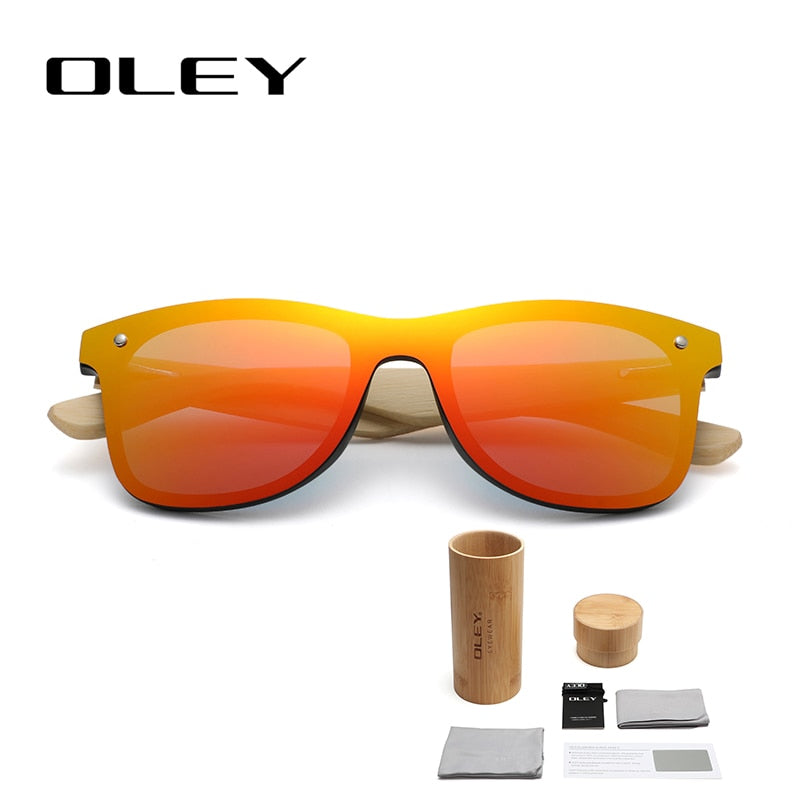 OLEY Natural Bamboo wood Sunglasses Men Polarized Fashion Glasses Original Bamboo Oculos de sol masculino Support custom logo