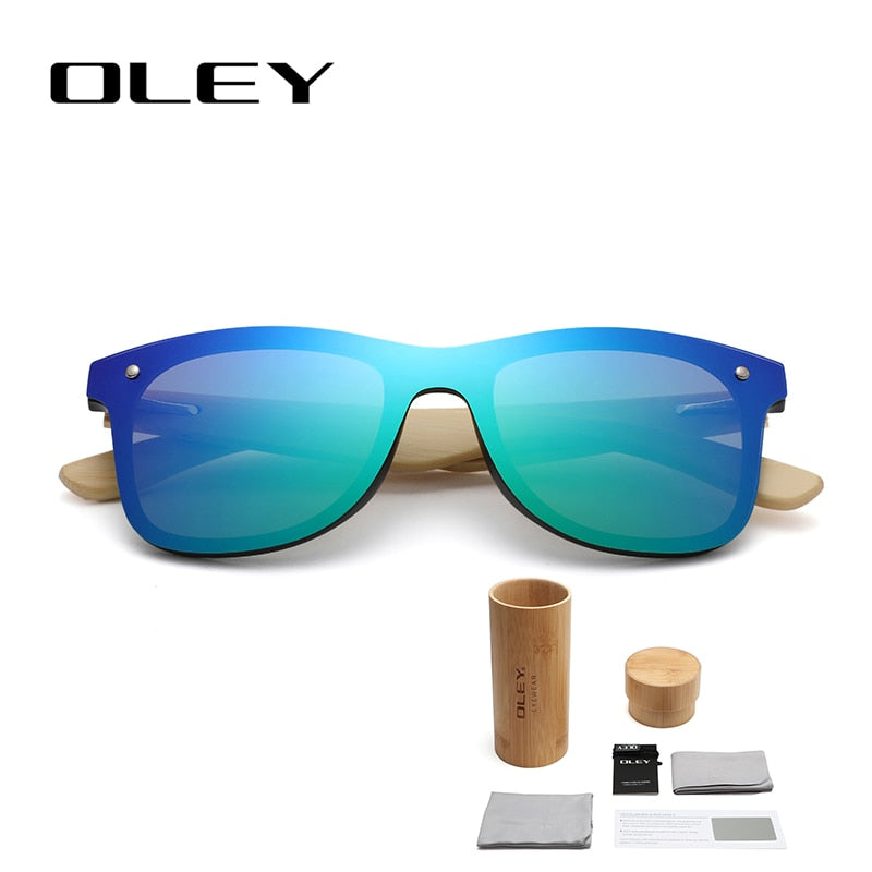 OLEY Natural Bamboo wood Sunglasses Men Polarized Fashion Glasses Original Bamboo Oculos de sol masculino Support custom logo