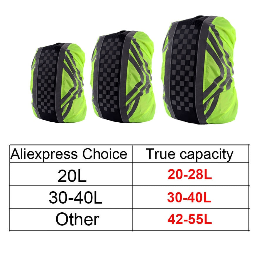 20-55L New Reflective Backpack Cover Sport Bag Covers Rain Cover Backpack Outdoor Riding Dustproof Waterproof Rainproof Covers
