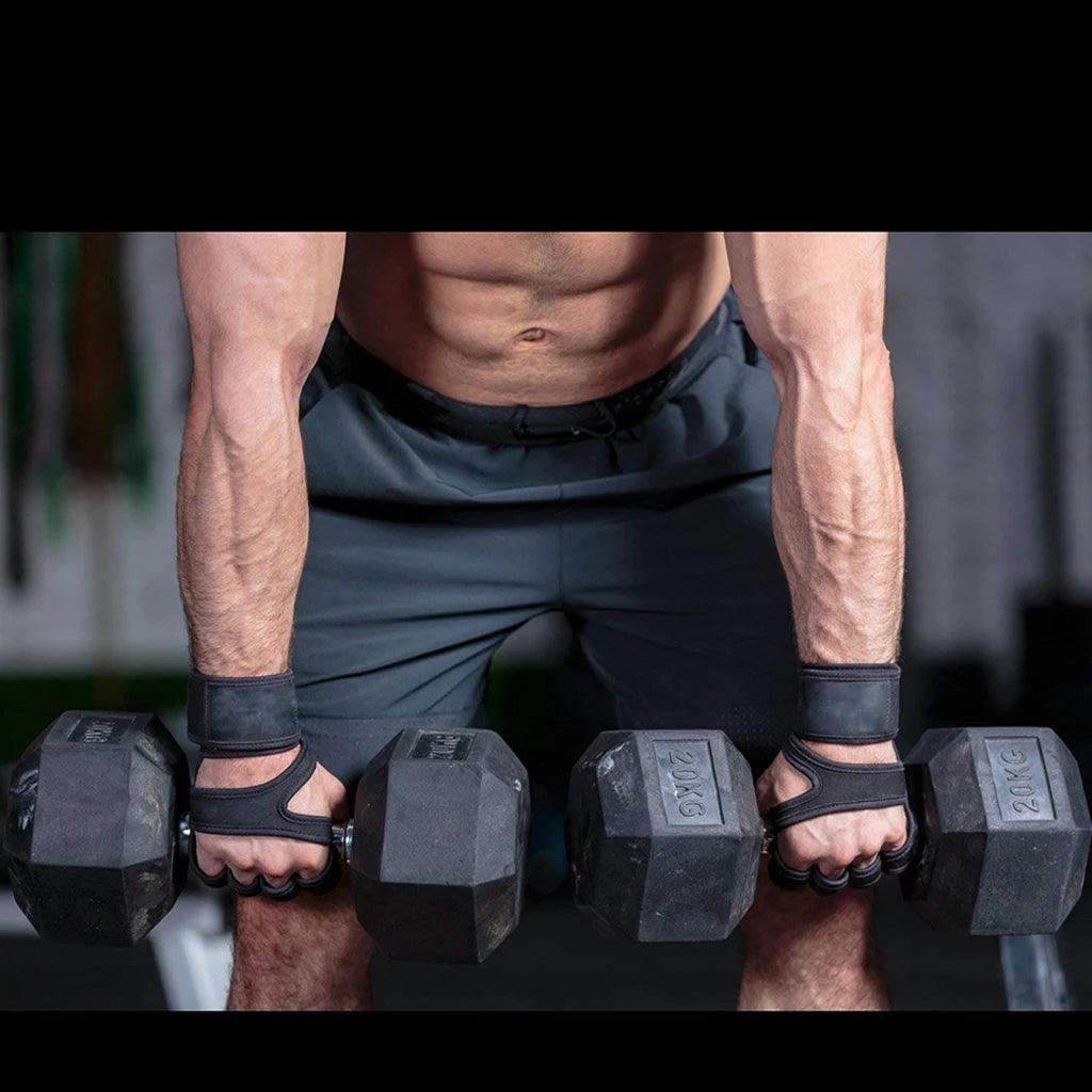 Luvas de fitness para academia, protetor de palma da mão com suporte para pulso, crossfit, treino, musculação, levantamento de peso