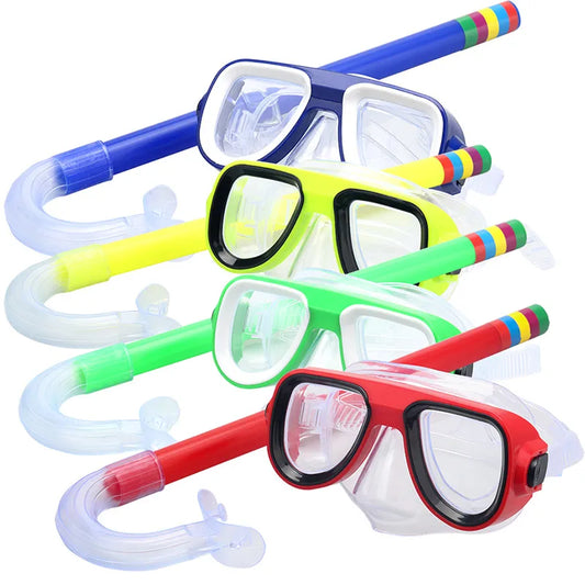 Crianças óculos de natação mergulho + tubo de respiração 5 cores natação esportes aquáticos óculos de mergulho para menino e menina