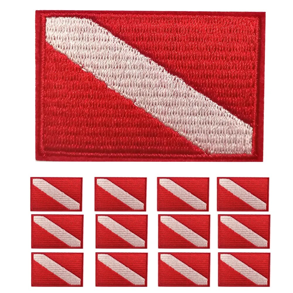 12pçs 6 peças de remendo de bandeira de mergulho, emblema de mochila, emblema de ferro em bordado, colete, bolsa, remendos para mergulho, natação