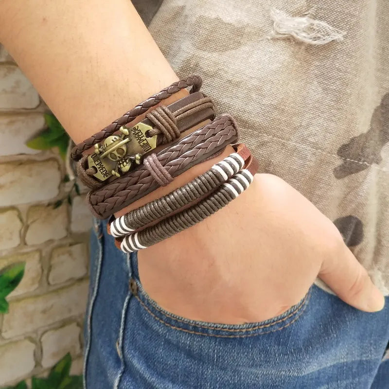 High Quality Leather Bracelets Men Charm Nautical Survival Rope Chain Bracelet Wrap Sport Bracelet 29 Styles Are Available.