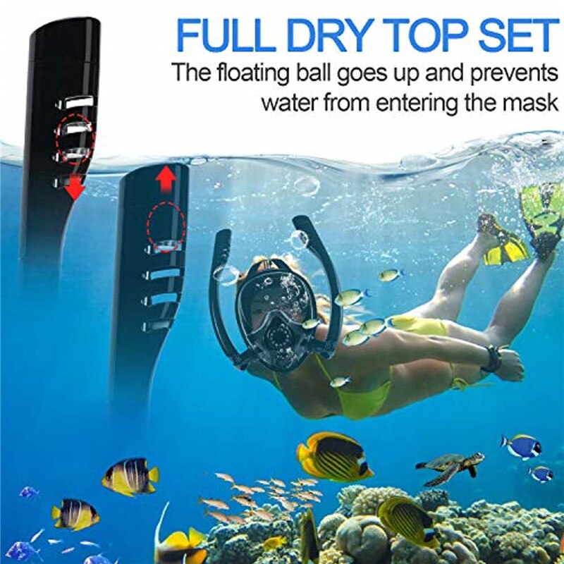2022 New Double Breath Tube Swimming Mask Full Face Snorkel Mask Anti-Fog Anti-Leak Adults kids Diving Mask Diving Equipment