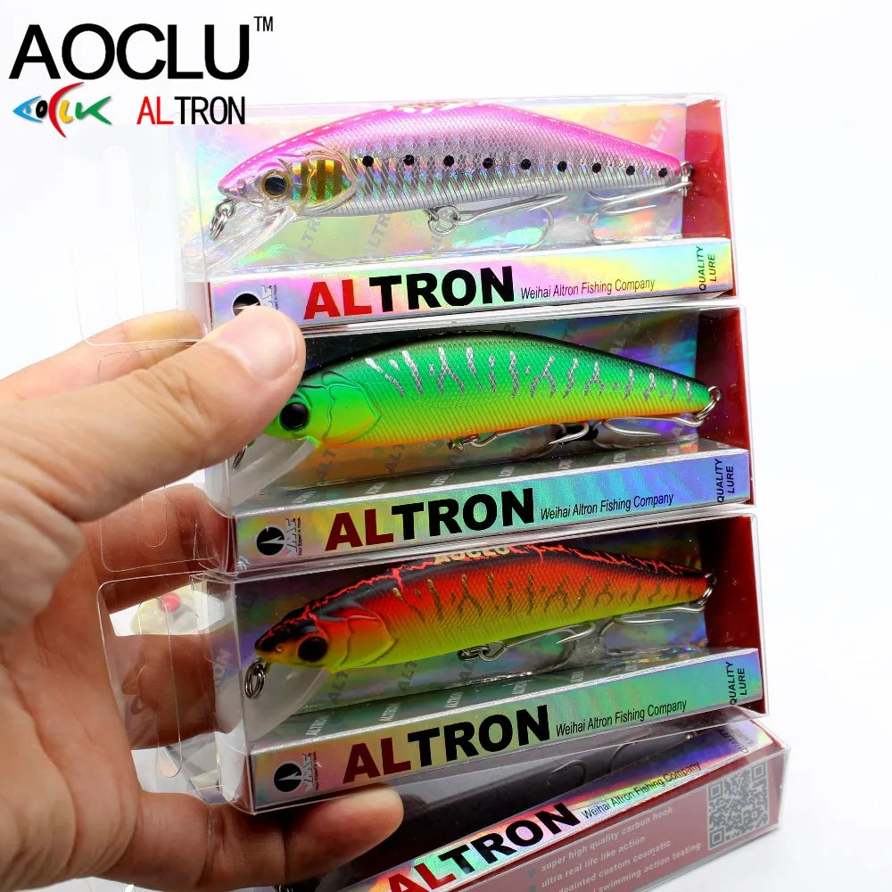 AOCLU Floating Wobbler Jerkbait 95cm 12.3g Diving 1.6m Deep Hard Bait Minnow Crank Lure Bass Yield Fishing VMC Hook Flat Body