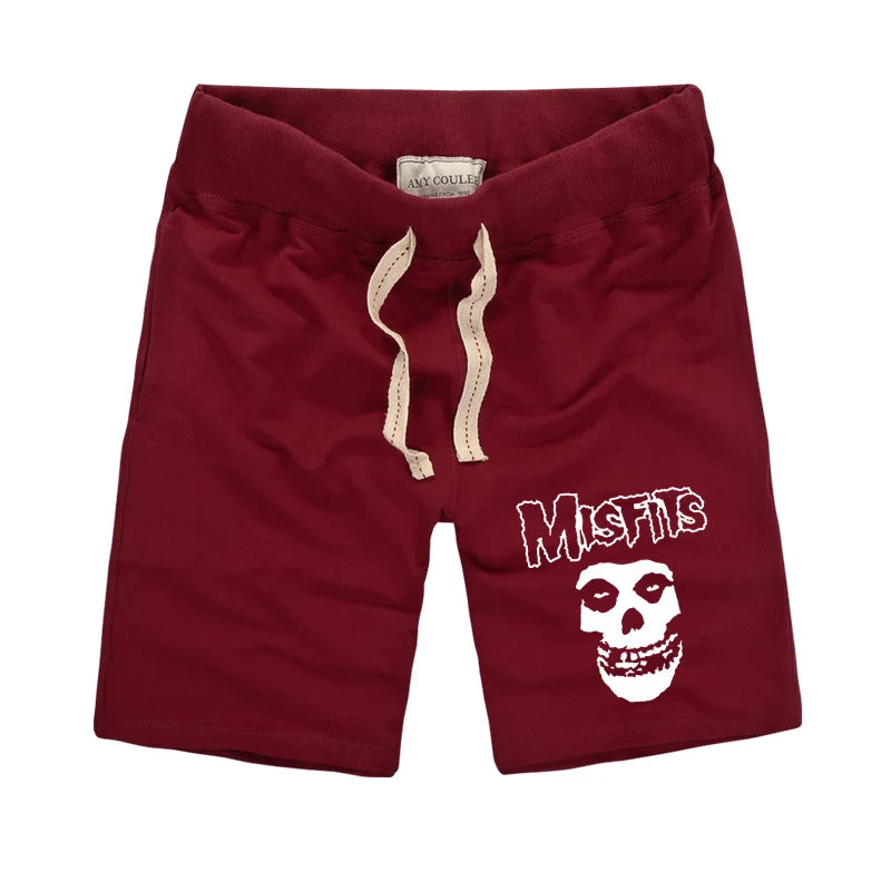 The MISFITS Shorts High Quality Summer Fashion Skull Printed Men's Casual Fitness Shorts Cotton Knit Short Pants Plus Size S-2XL