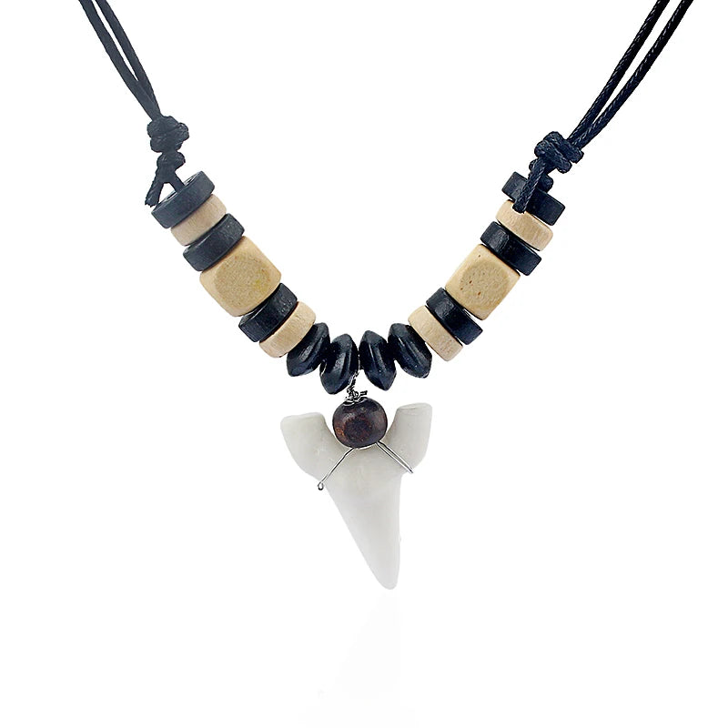 Fashion Shark Tooth Surfer Pendant Sharks Teeth Surf Necklace Choose Bead Colour