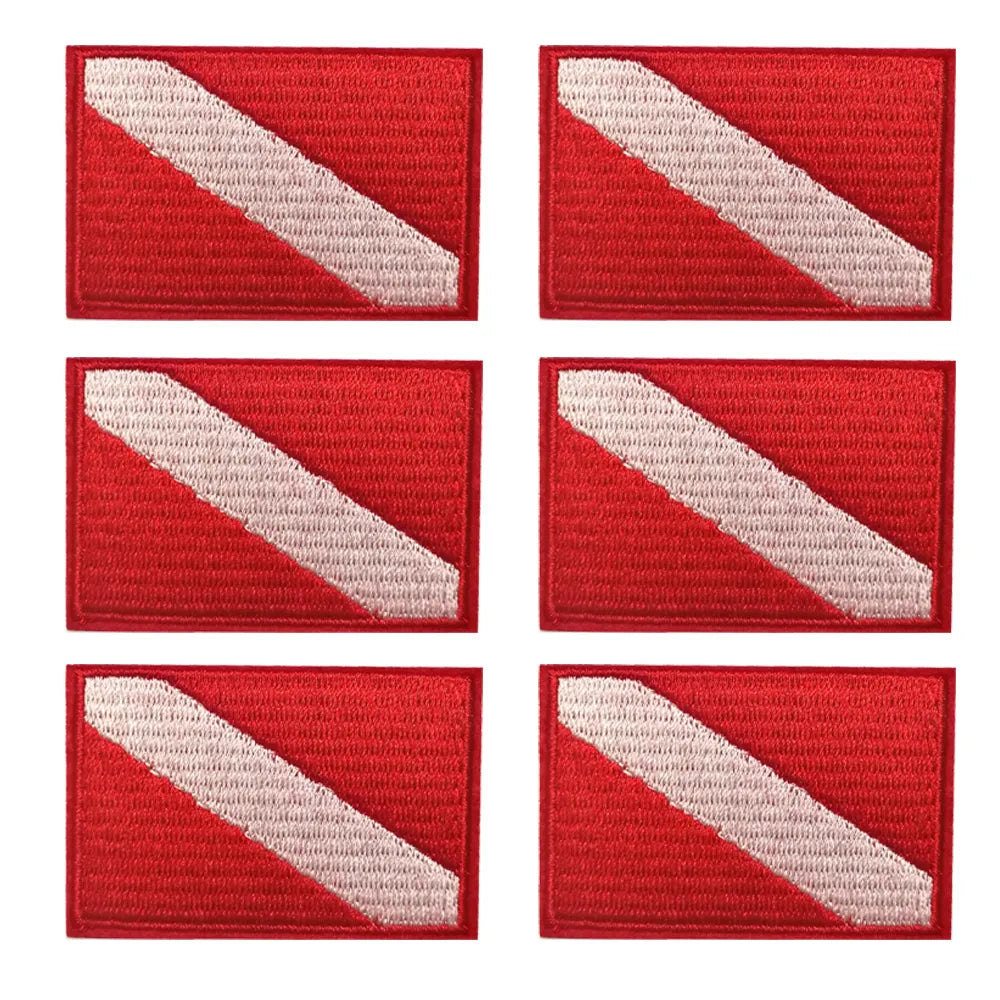 12pçs 6 peças de remendo de bandeira de mergulho, emblema de mochila, emblema de ferro em bordado, colete, bolsa, remendos para mergulho, natação