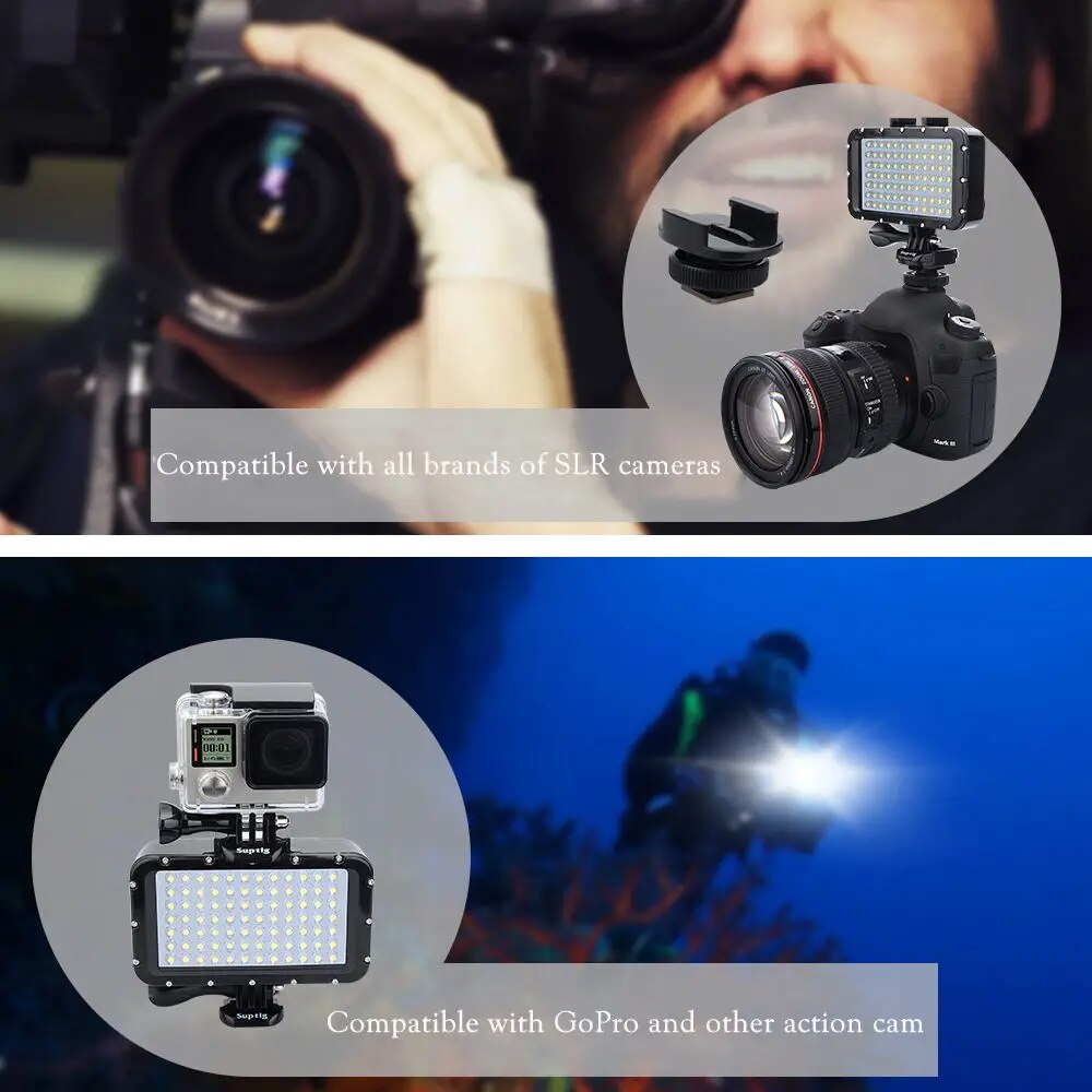 For Gopro Hero 9875 SJCAM SJ6/8/9 Xiaomi yi Mijia EKEN H9R Action/SLR Camera Underwater Photography Light Lamp Flashlight Diving