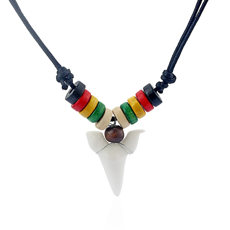 Fashion Shark Tooth Surfer Pendant Sharks Teeth Surf Necklace Choose Bead Colour