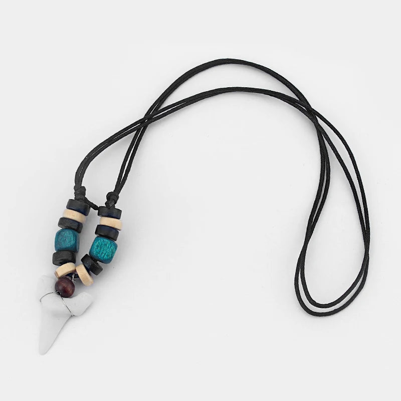 Fashion Shark Tooth Surfer Pendant Sharks Teeth Surf Necklace Choose Bead Colour