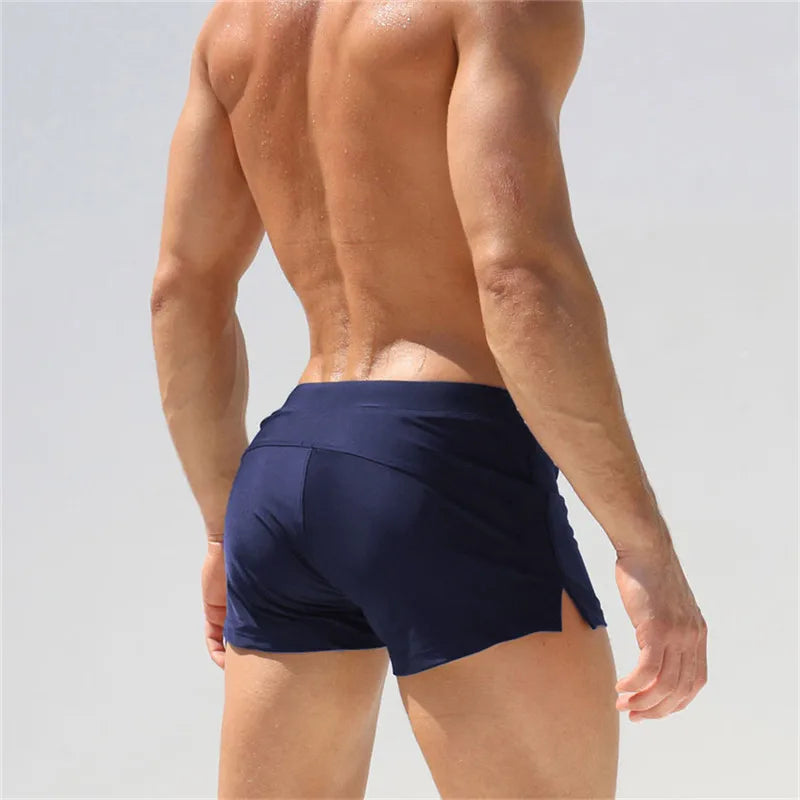 Marca de verão homem roupa de banho maiôs prancha de surf beach wear cuecas de natação troncos boxer shorts fatos de banho gay bolsa