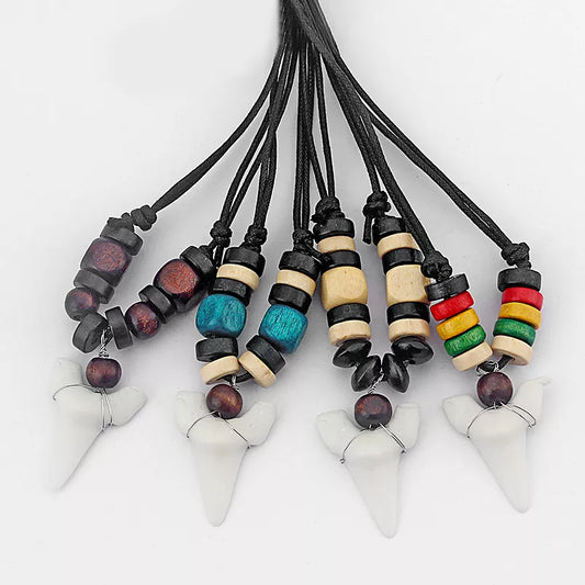 Fashion Shark Tooth Surfer Pendant Sharks Teeth Surf Necklace Choose Bead Colour