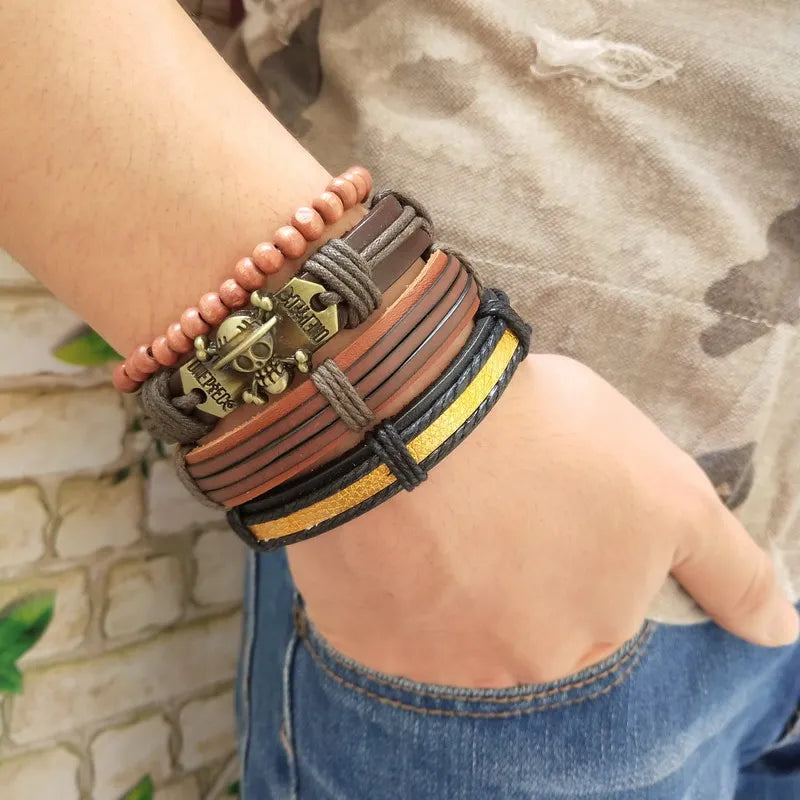 High Quality Leather Bracelets Men Charm Nautical Survival Rope Chain Bracelet Wrap Sport Bracelet 29 Styles Are Available.
