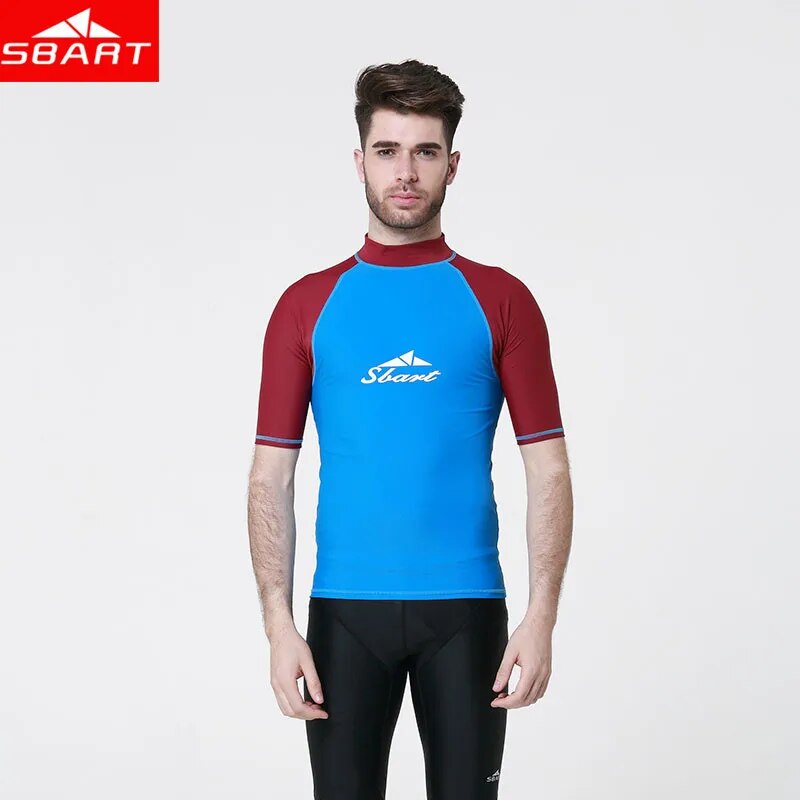 Sbart masculino lycra surf ternos molhados jaqueta de manga curta anti-uv secagem rápida surf-roupas homem natação windsurf mergulho ternos molhados camisa