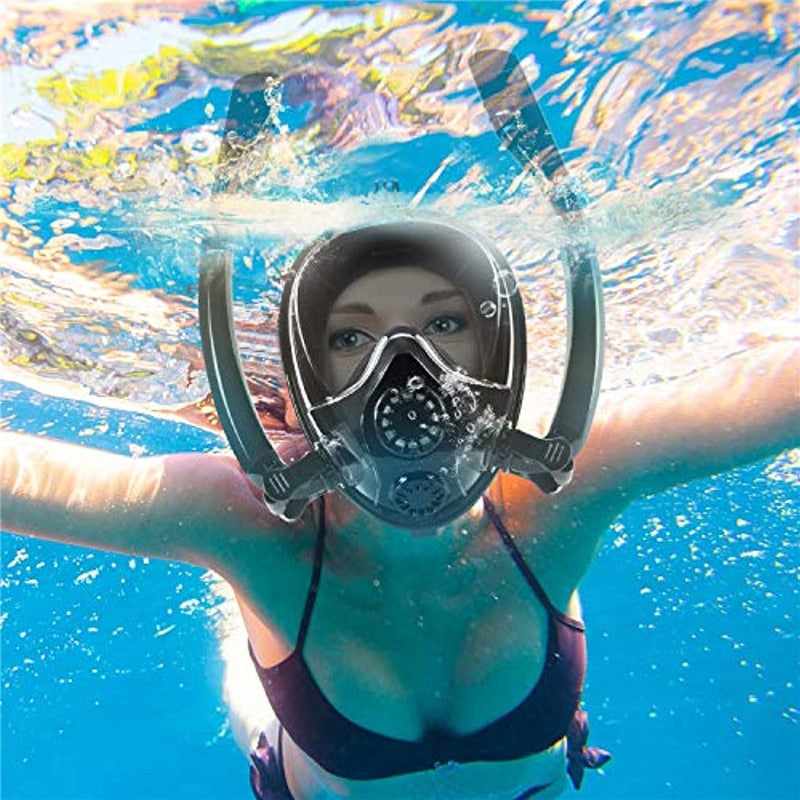 2022 New Double Breath Tube Swimming Mask Full Face Snorkel Mask Anti-Fog Anti-Leak Adults kids Diving Mask Diving Equipment