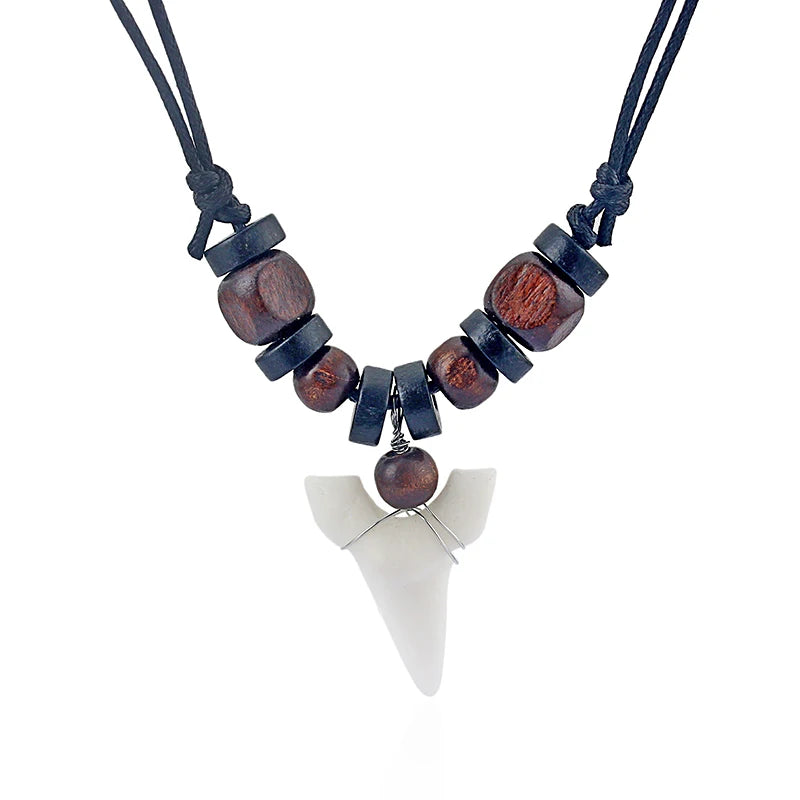 Fashion Shark Tooth Surfer Pendant Sharks Teeth Surf Necklace Choose Bead Colour