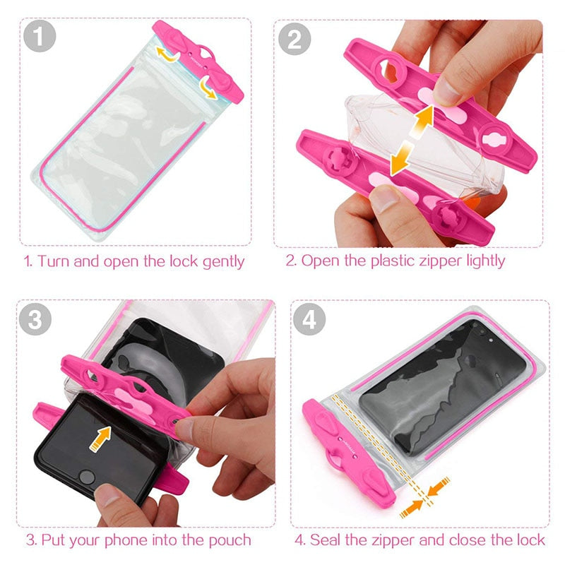 Portable Waterproof Phone Case Pouch Underwater Dry Bag With Neck Strap Luminous Swimming Bag For Water Games Beach Sport Skiing