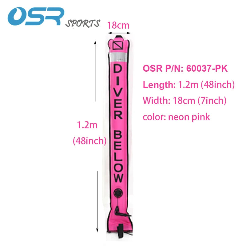 1.2M/1.5M/1.8M Scuba Diving High Quality Scuba Diving Inflatable Safety Sausage Signal Surface Buoy (SMB) Tube
