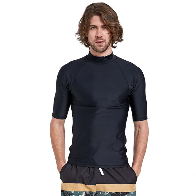 SBART-Surf Rash Guards Top for Men, Lycra Short Sleeve, UPF50 +, Quick Dry Surf-Clothes, Man Swim Kitesurf, Windsurf Dive T-Shir