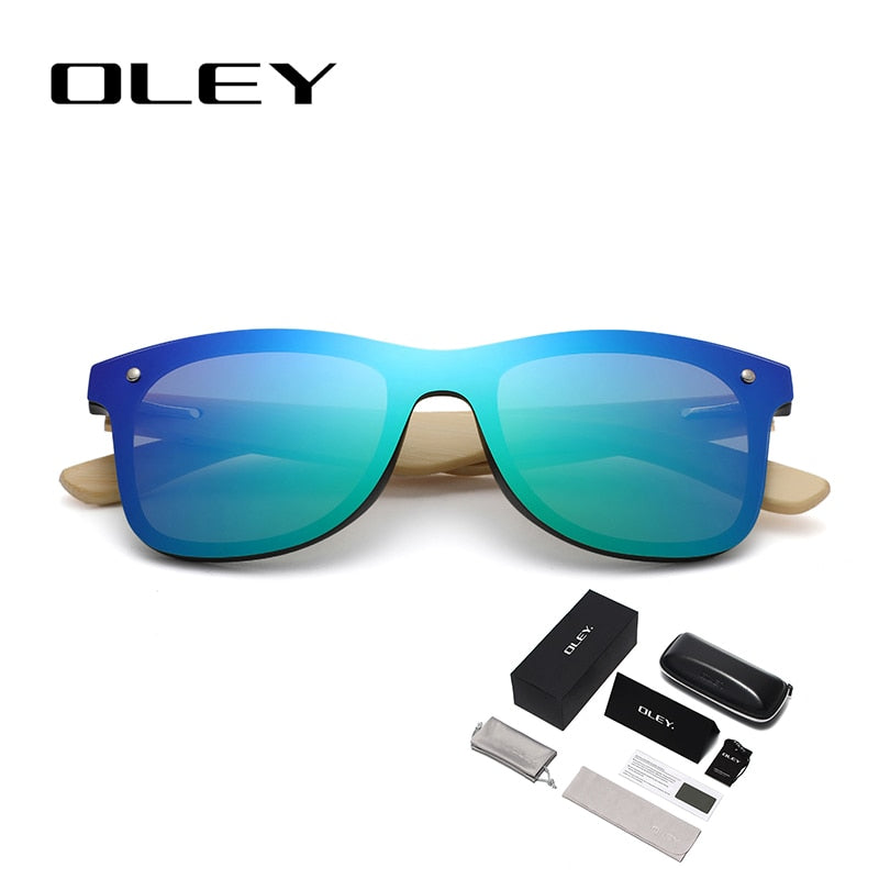OLEY Natural Bamboo wood Sunglasses Men Polarized Fashion Glasses Original Bamboo Oculos de sol masculino Support custom logo