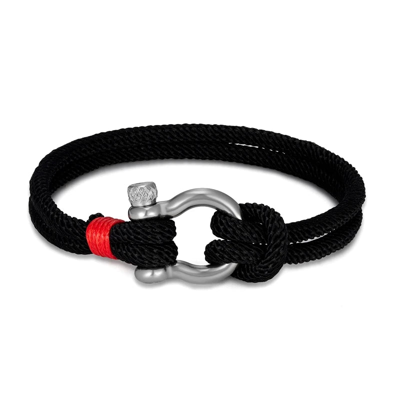 MKENDN Men's Nautical Double Strand Shackle Clasp Survival Bracelet Women Outdoor Camping Rescue Emergency Sailing Rope Jewelry