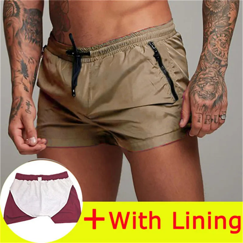 Calções de banho para o homem beach wear bermuda board shorts verão sexy surf mayo banho secagem rápida ginásio curto de bain homme