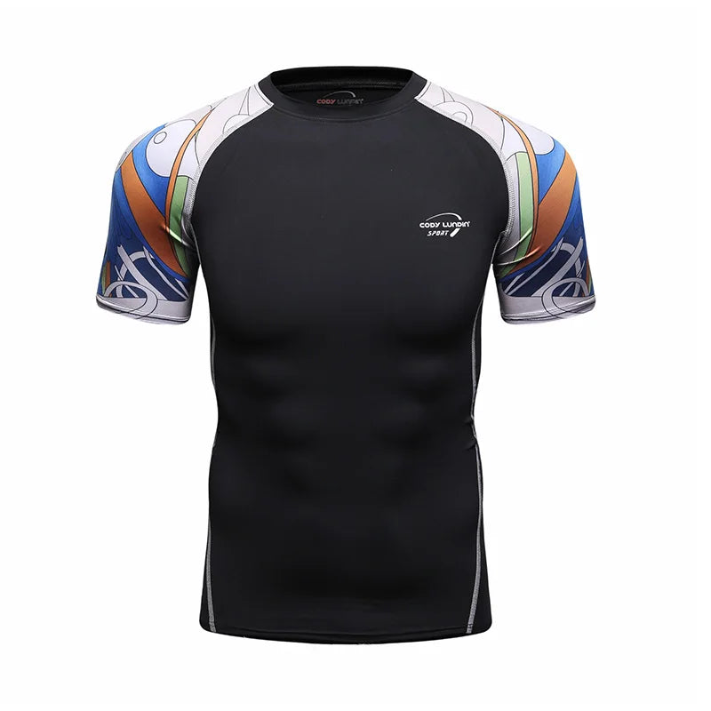 Men Compression Rashguard Spandex Quick Dry Swimsuit Surf UV Protection Rash Guard Diving Suit Tight Beach Shirt Short Trunk