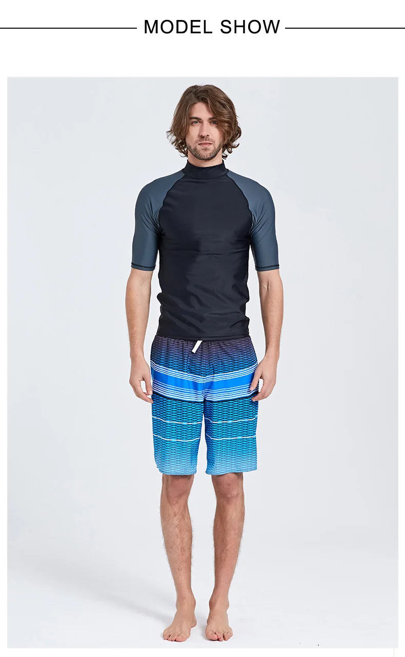 SBART-Surf Rash Guards Top for Men, Lycra Short Sleeve, UPF50 +, Quick Dry Surf-Clothes, Man Swim Kitesurf, Windsurf Dive T-Shir