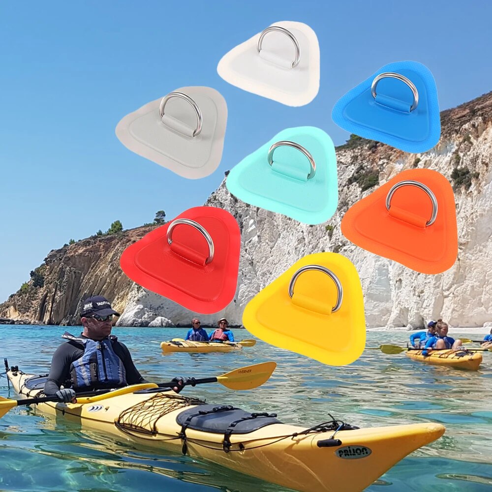 1PC Surfboard Dinghy Boat PVC Patch With Stainless Steel Triangle D Ring Pad/Patch Inflatable Boat Patch Canoe Deck Rigging Sup