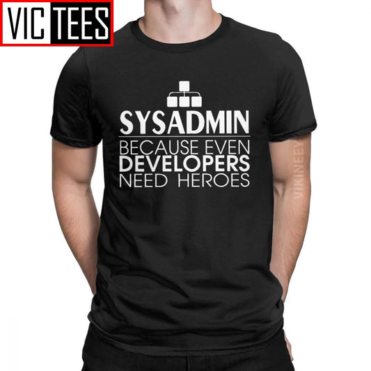 Men Tshirt Sysadmin Developers Heroes Cotton Linux Sysadmin Unix Debian Ubuntu Administrator T Shirt Camisas Hombre Wholesale