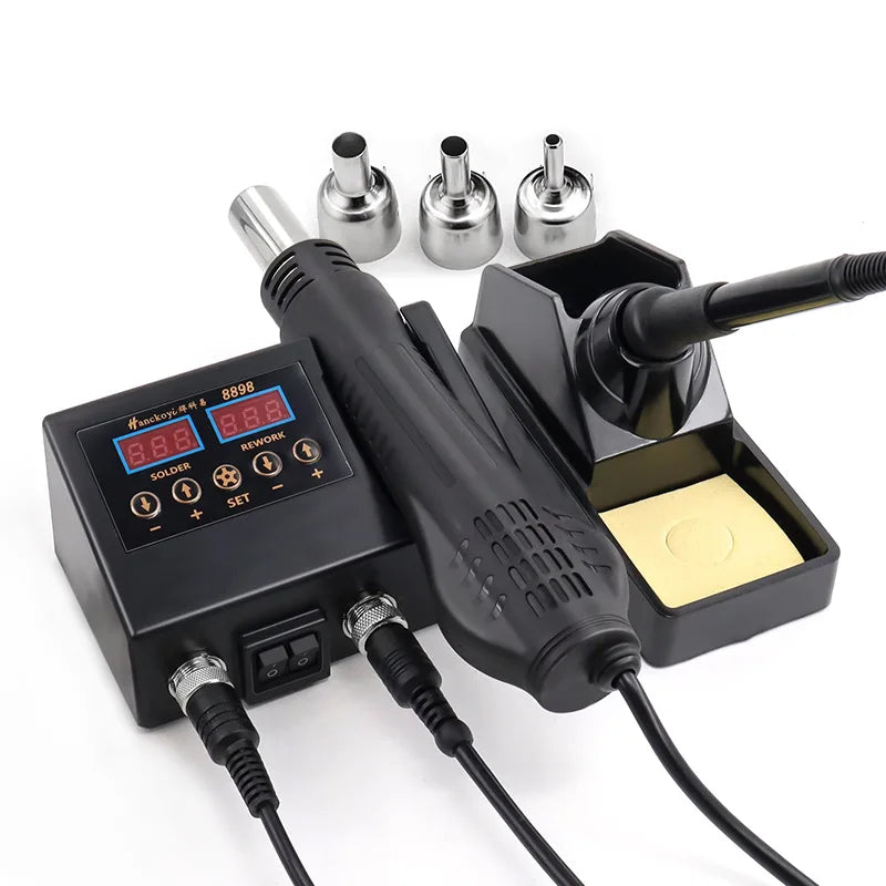 2-in-1 Soldering & Hot Air Rework Station Digital | Complete Kit for PCB, Laptop, Mobile Phone Repair