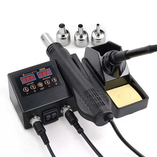 2-in-1 Soldering & Hot Air Rework Station Digital | Complete Kit for PCB, Laptop, Mobile Phone Repair