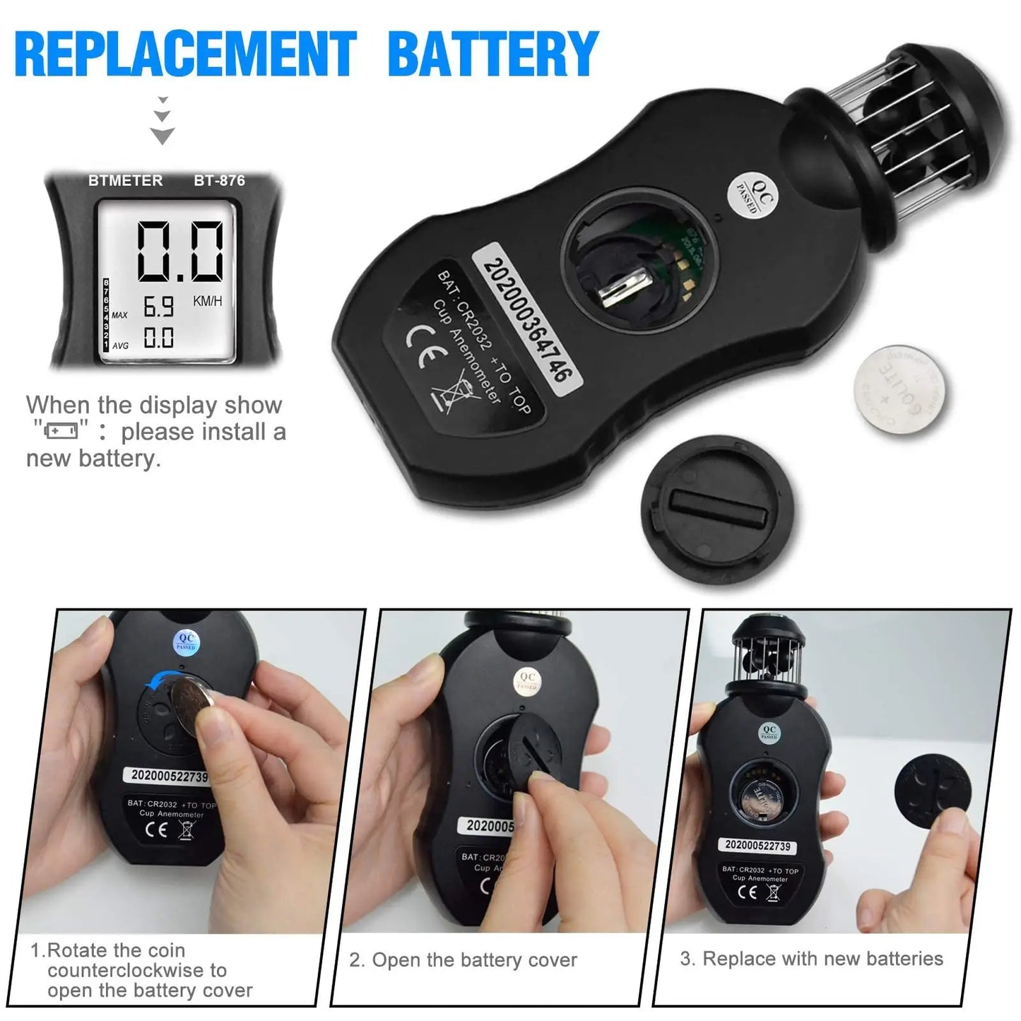 Mini Wind Cup Type Anemometer,Handheld Air Flow Meter for Measuring Air Speed Air Volume for HVAC Vents,Shooting,Boat Sailing