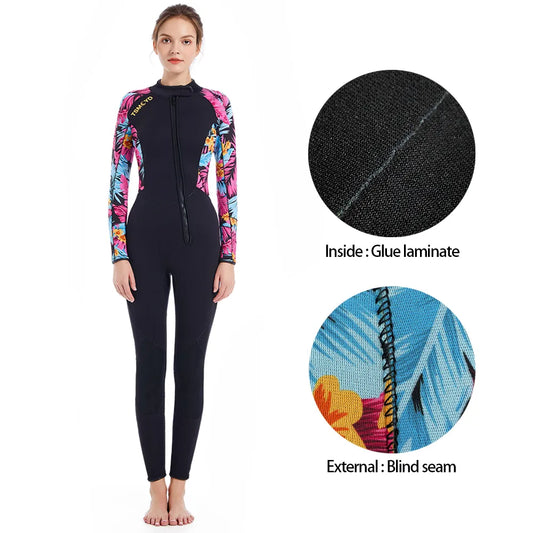 Neoprene impressão wetsuit natação kitesurf 3mm feminino surf equipamento de mergulho subaquático manter quente no inverno caça submarina terno