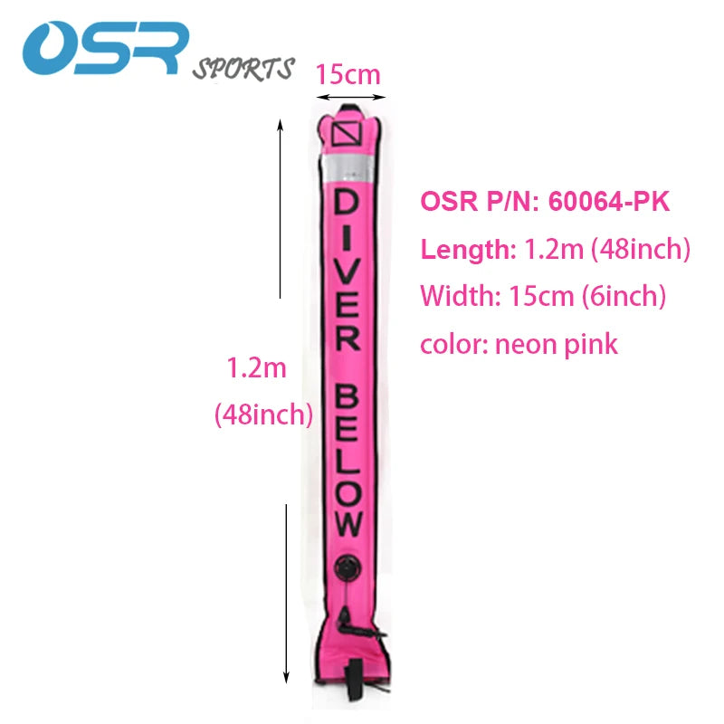 1.2M/1.5M/1.8M Scuba Diving High Quality Scuba Diving Inflatable Safety Sausage Signal Surface Buoy (SMB) Tube