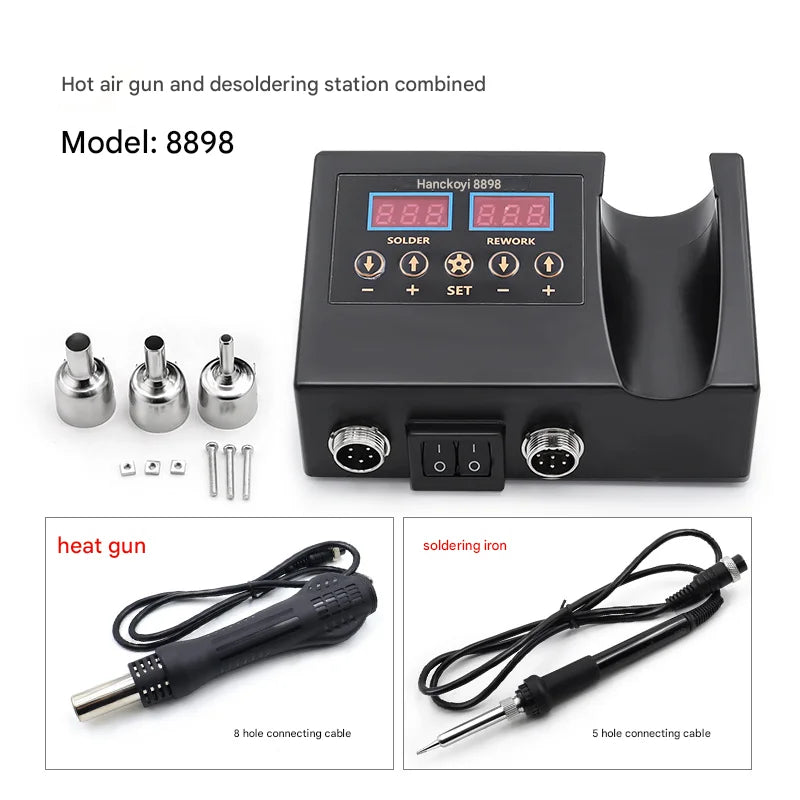 2-in-1 Soldering & Hot Air Rework Station Digital | Complete Kit for PCB, Laptop, Mobile Phone Repair