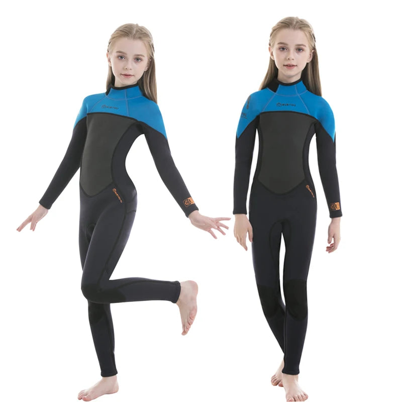 Meninas grosso maiô meninos neoprene surf wetsuit 2.5mm subaquático livre mergulho terno medusa roupa de banho crianças conjunto
